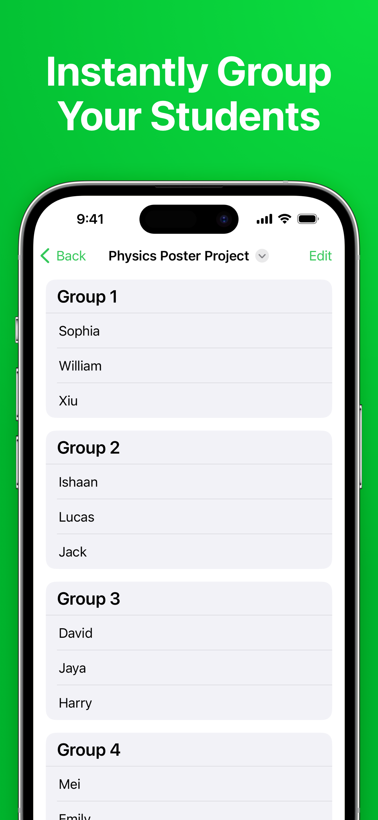 Screenshot of a group in the Groups app.