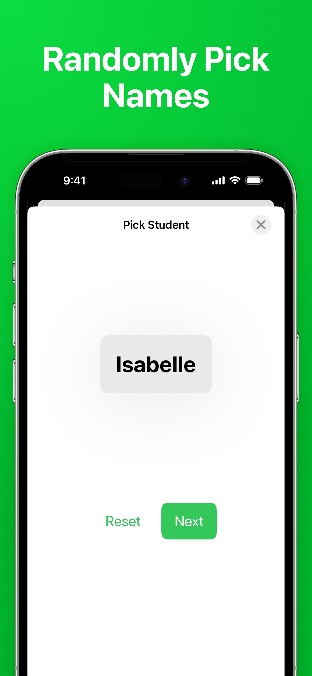 Screenshot of a name being selected in the Groups app.